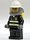 LEGO Minifigure-Fire - Reflective Stripes, Black Legs, White Fire Helmet, Breathing Neck Gear with Airtanks, Orange Glasses-Town / City / Fire-CTY026-Creative Brick Builders